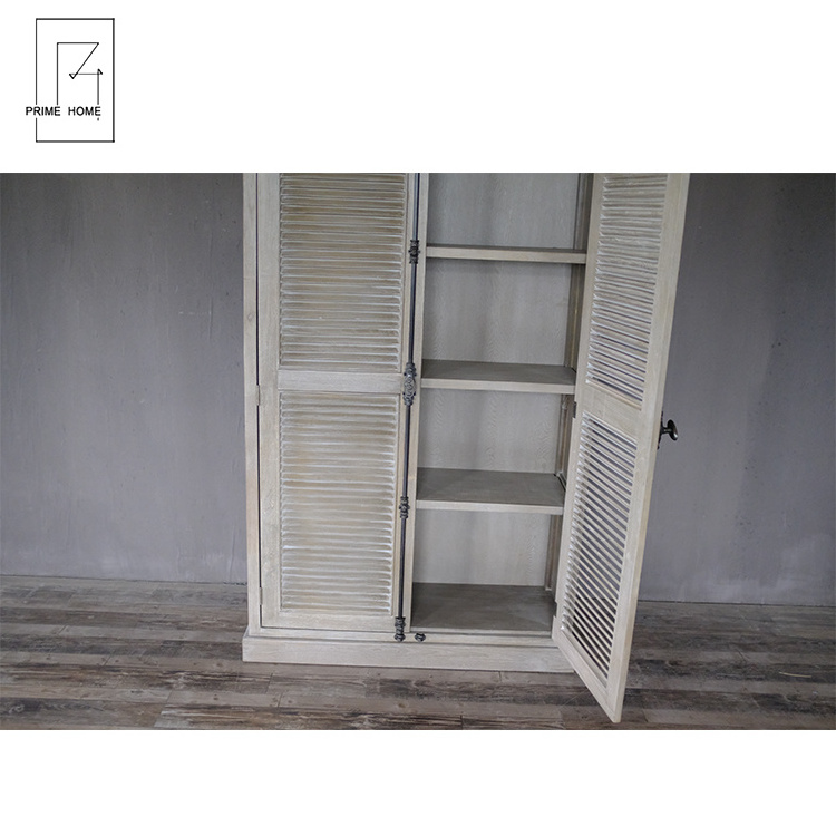 Hot Selling Home Furniture Retro Solid Wood Living Room Wooden Cabinet Shutter Door Wardrobe