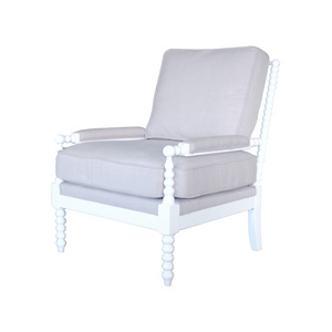 Support customization Hamptons style furniture Style White Wooden Frame Bobbin Spindle Arm Chair