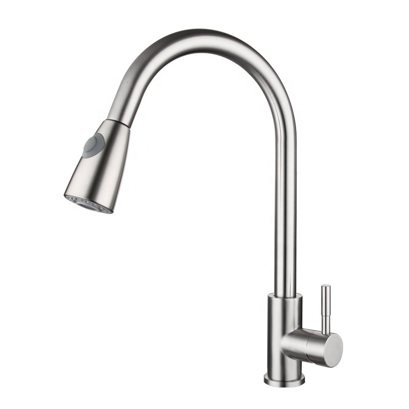 Single Handle Pull Down Sprayer Kitchen Faucet Brushed Nickel Stainless Steel Sink faucet for RV, Laundry, Bar