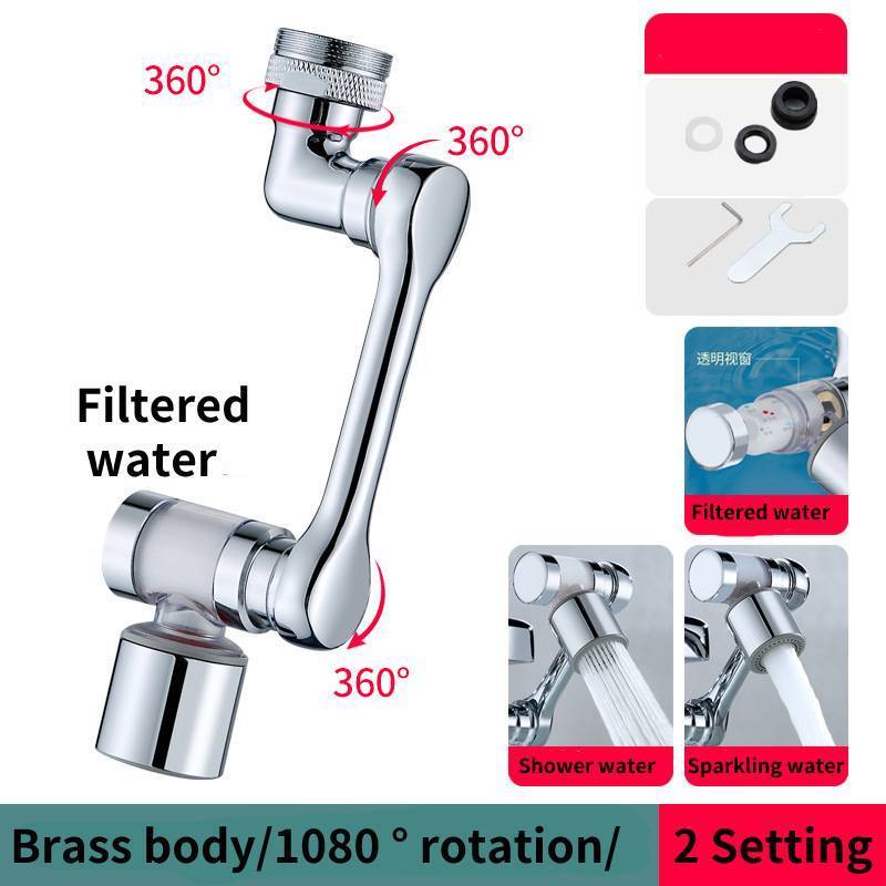 Chromed Brass Faucet Adapter Wholesale Anti-splash Smart Sink Basin Universal 1080 Swivel Water Tap Rotating Faucet Extender