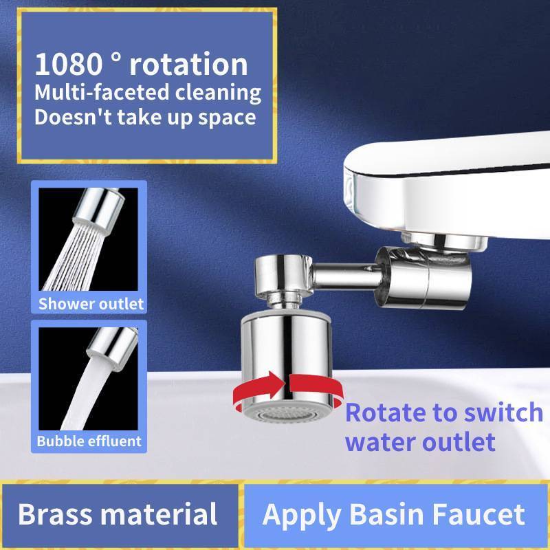 Chromed Brass Faucet Adapter Wholesale Anti-splash Smart Sink Basin Universal 1080 Swivel Water Tap Rotating Faucet Extender