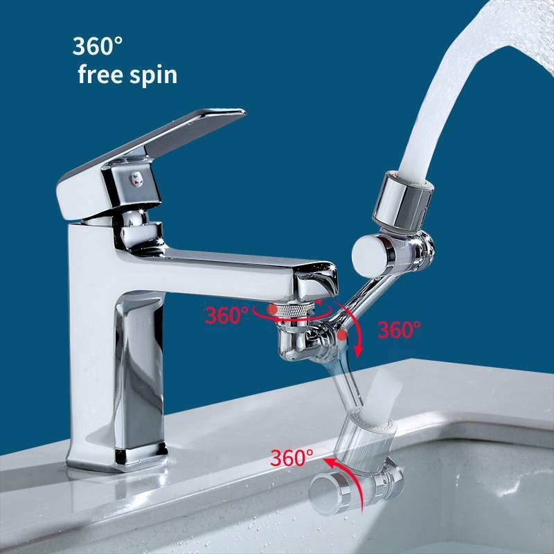 Universal 1080 swivel faucet aerator extension bathroom kitchen sink water brass robotic arm  rotating faucet extender