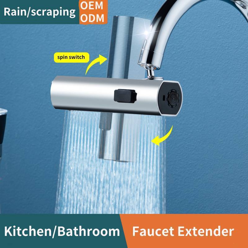 Chromed Stainless Steel Anti-splash Faucet 1080 Degrees Rotating Faucet Extender Aerator with 3 Water Outlet Modes for Tap