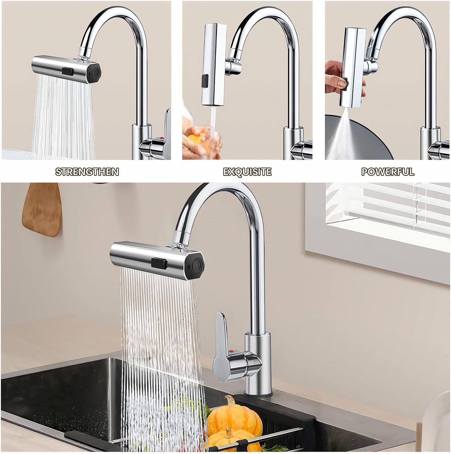 Water Saving Faucet Extender Nozzle Luxury Kitchen Faucet Sink Tap Head Brass Sprayer Rotating Faucet Extender