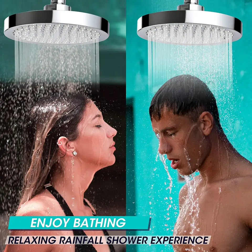 Luxury saving water rain shower 6 inch full chrome bathroom shower head high pressure rainfall shower head