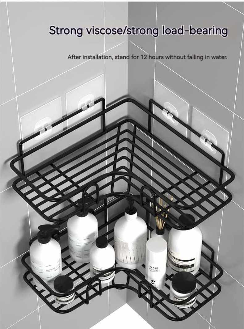 No Drilling Shelves Adhesive Shower Caddy 5 Pack Rustproof Stainless Steel Bath Organizers With Large Capacity for Home Decor