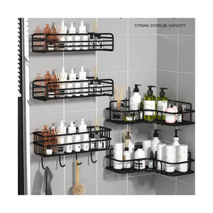 No Drilling Shelves Adhesive Shower Caddy 5 Pack Rustproof Stainless Steel Bath Organizers With Large Capacity for Home Decor