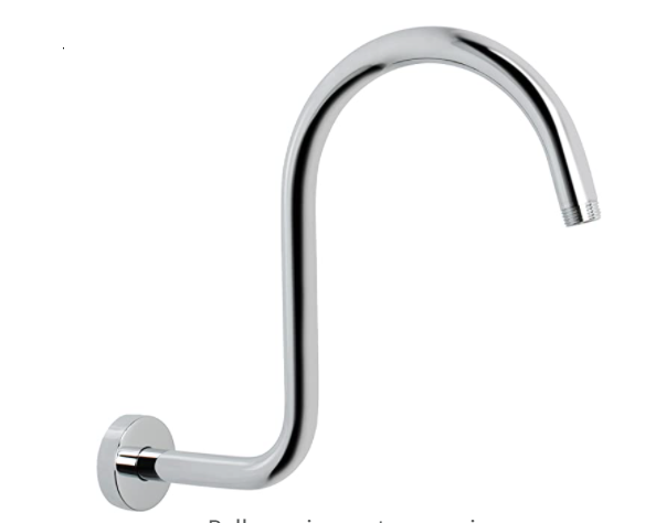 14 inch Gooseneck High Rise S Shape Shower Arm with Flange Polished Chrome Shower Head Extension Arm