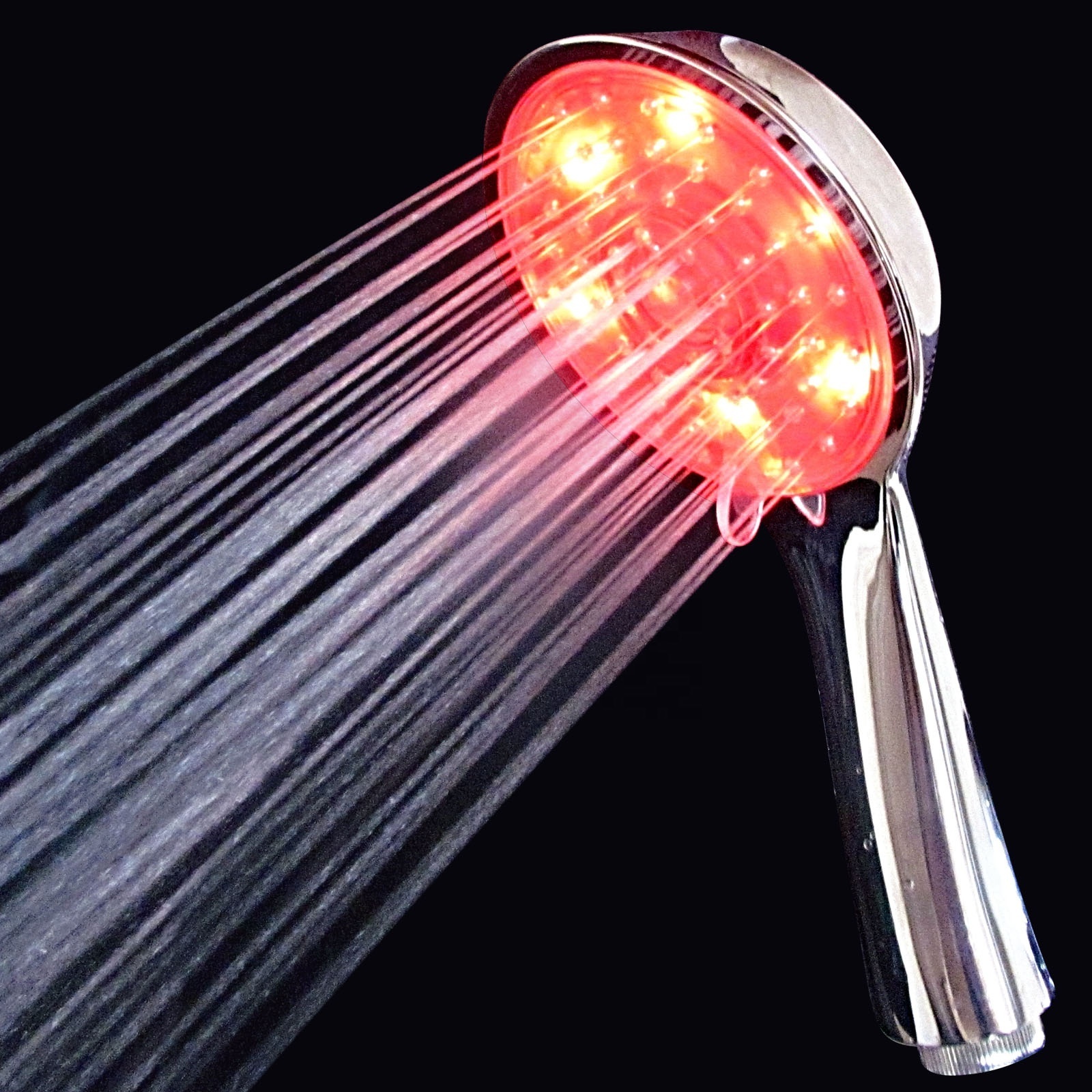 Bathroom Light 3 Color ABS Chrome LED Spa Shower Head Family Water Temperature Changing Light Hand Shower