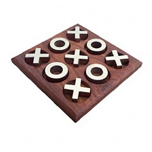 Handmade Tic Tac Toe Wooden Board Game Table Toy High Quality Wooden Top Standard Product Unique Design Home Decorative Item