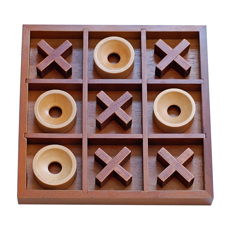 Handmade Tic Tac Toe Wooden Board Game Table Toy High Quality Wooden Top Standard Product Unique Design Home Decorative Item