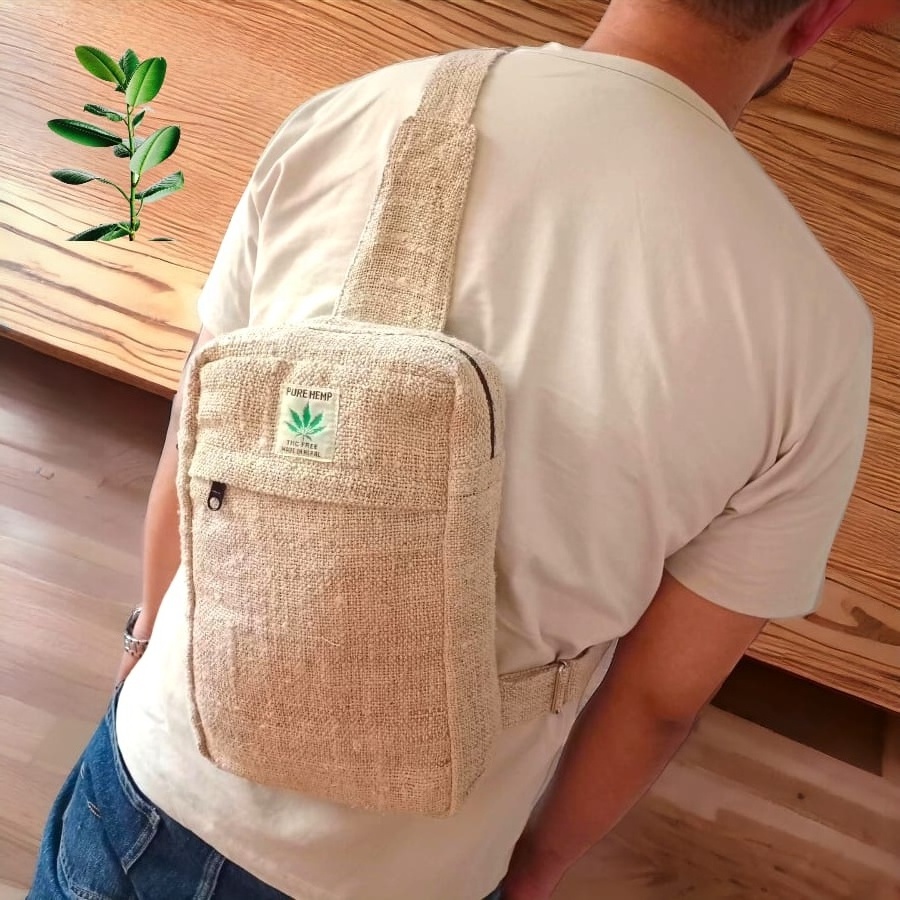 Vegan Hemp trendy messenger bag Handmade sustainable Eco Hemp amazon best selling 2023 shoulder bag Pure hemp messenger bag