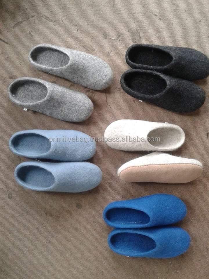 Lightweight felt wool slipper handmade by women happy sheep wool fair trade indoor wear custom size and design wool slippers