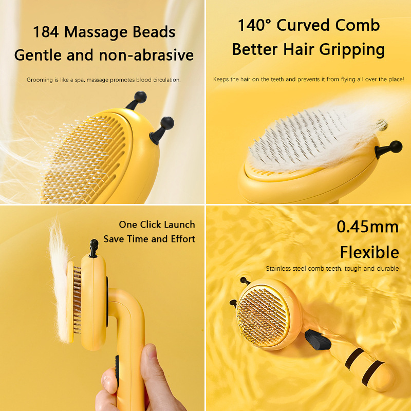 Latest Products Bee Shape Pet Grooming Brush Dog Cat Combs Stainless Steel Needle Comb For Sale