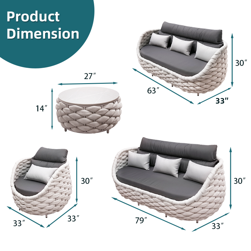 Outdoor furniture hotel high stool set bench waterproof seat cushions dark grey set cheap rattan sofa outdoor furniture