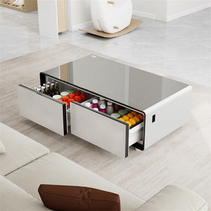 Smart double door refrigerator with USB phone charging function smart coffee table and refrigerated drawer