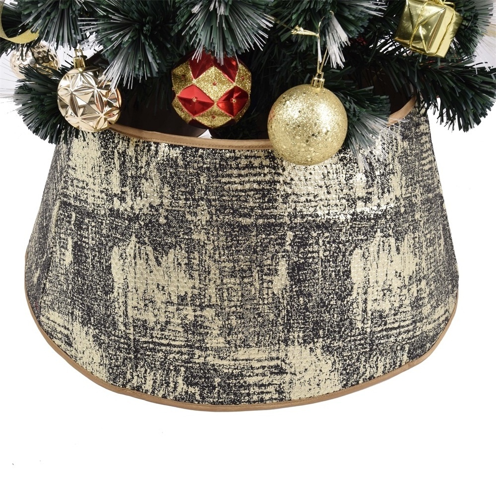 Wholesale Round Bronzing Glitter Printed Christmas tree skirt Christmas Tree Collar