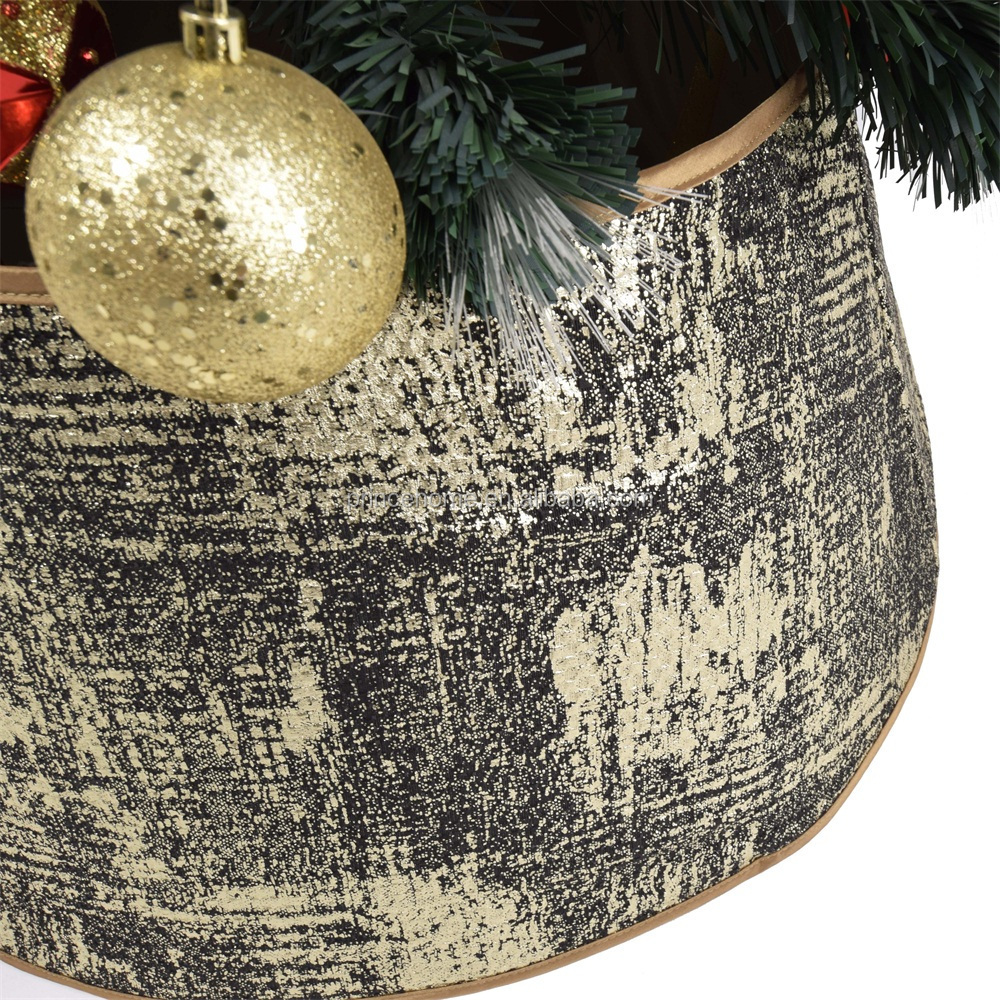 Wholesale Round Bronzing Glitter Printed Christmas tree skirt Christmas Tree Collar