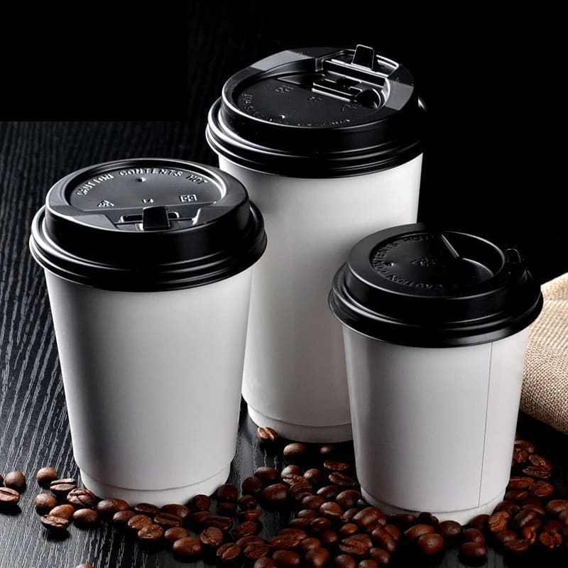 Custom Printed Eco Friendly Takeaway 6oz 8 oz 12oz Disposable Black Coffe Cup Paper Hot Coffee Cups With Lids Logo