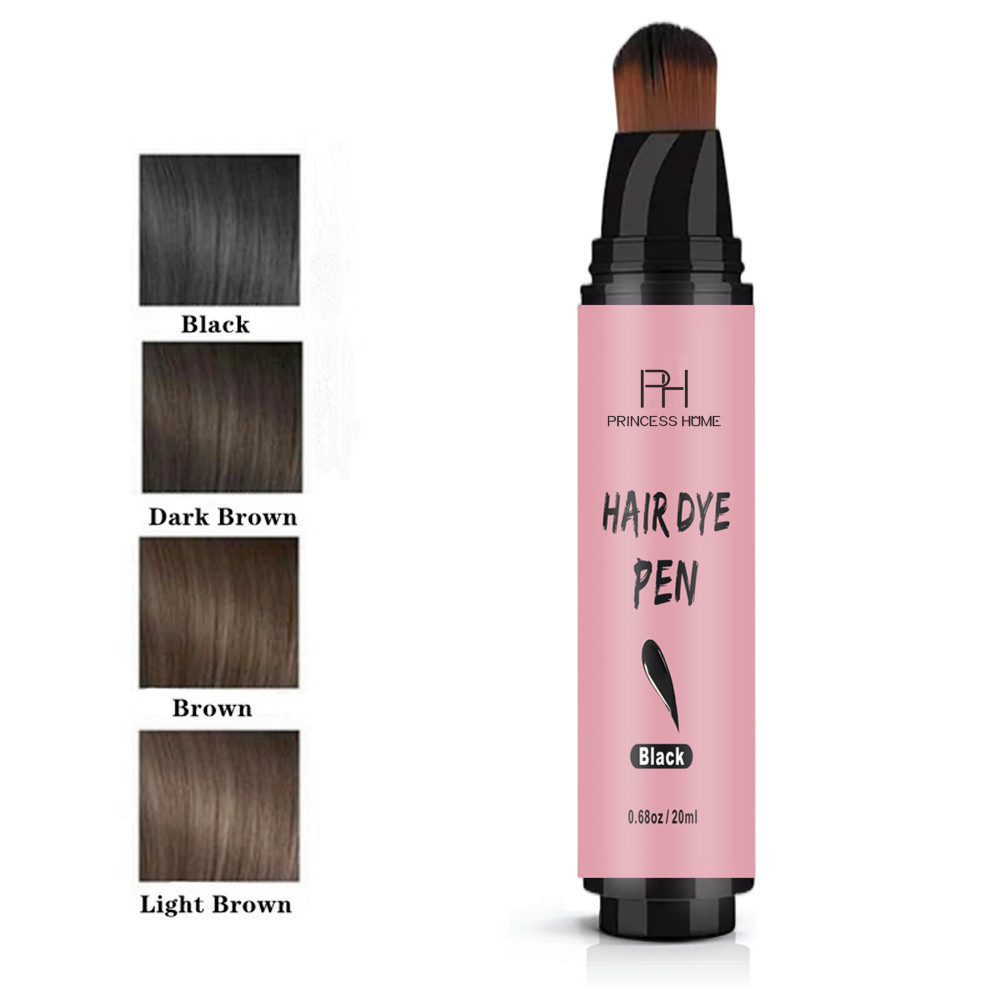 Private Label Hairs Dye Pen Touch Up Root Concealer Black Dark Brown Natural Hair Dye Brush Pens