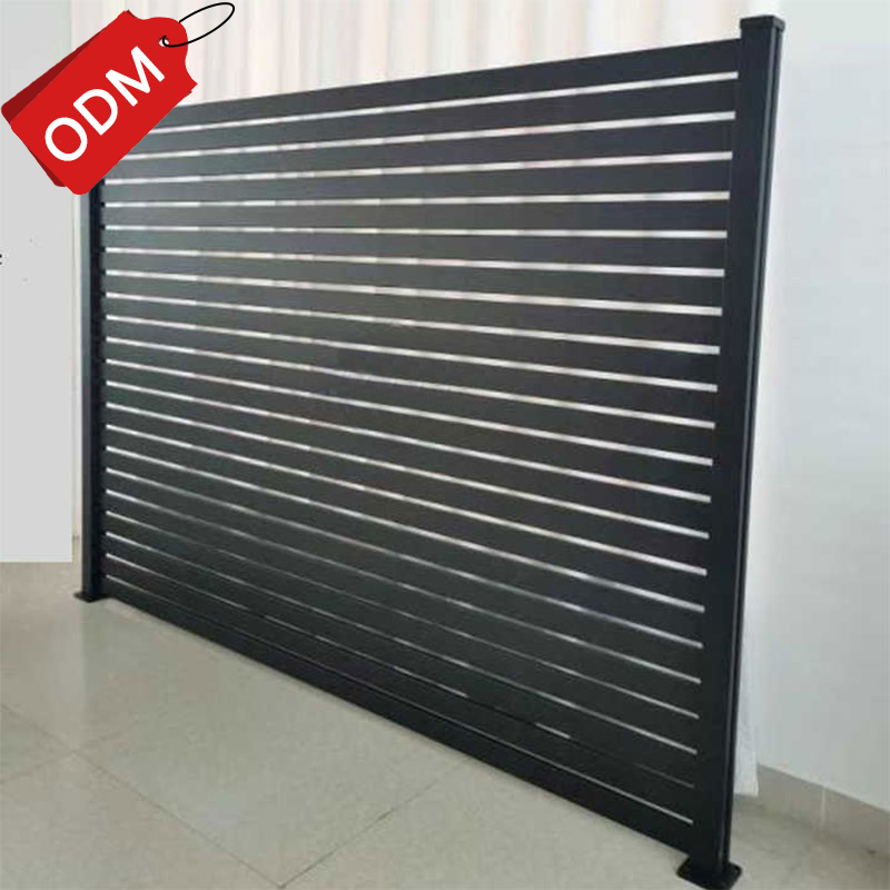 Horizontal black powder coated metal outdoor garden aluminum privacy fence panels