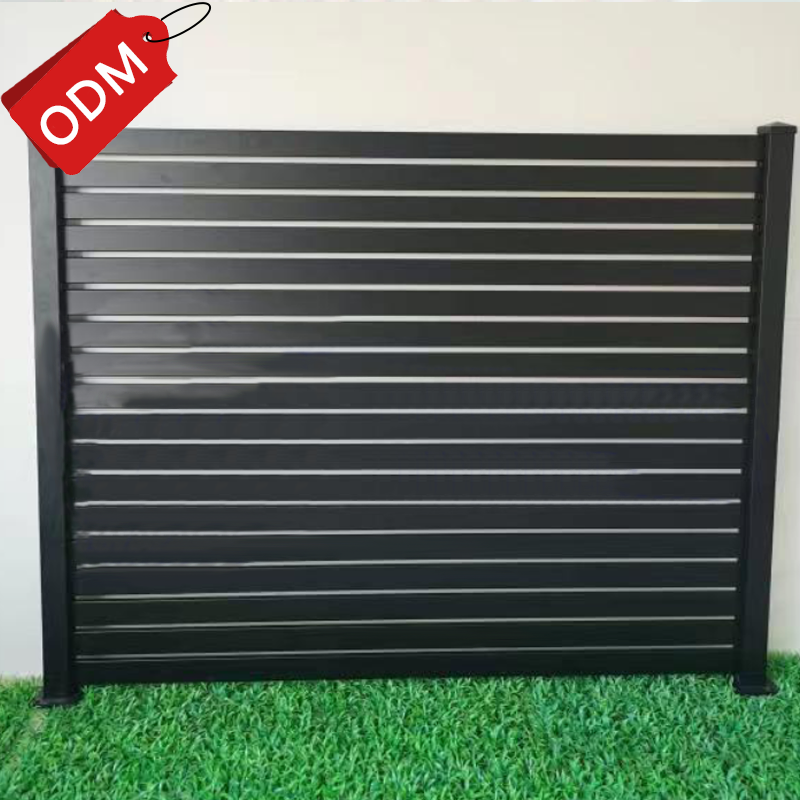 Horizontal black powder coated metal outdoor garden aluminum privacy fence panels