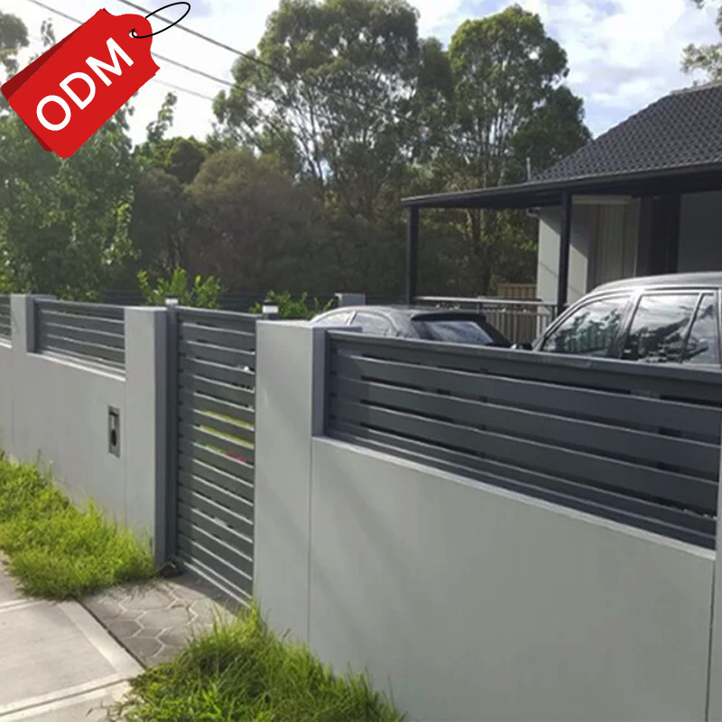 Horizontal black powder coated metal outdoor garden aluminum privacy fence panels