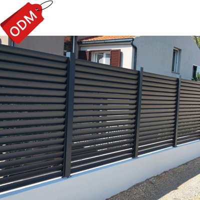 Horizontal black powder coated metal outdoor garden aluminum privacy fence panels