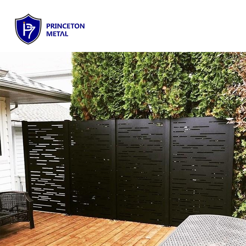 Outdoor black metal laser cut fence panels aluminium newly design for garden fencing