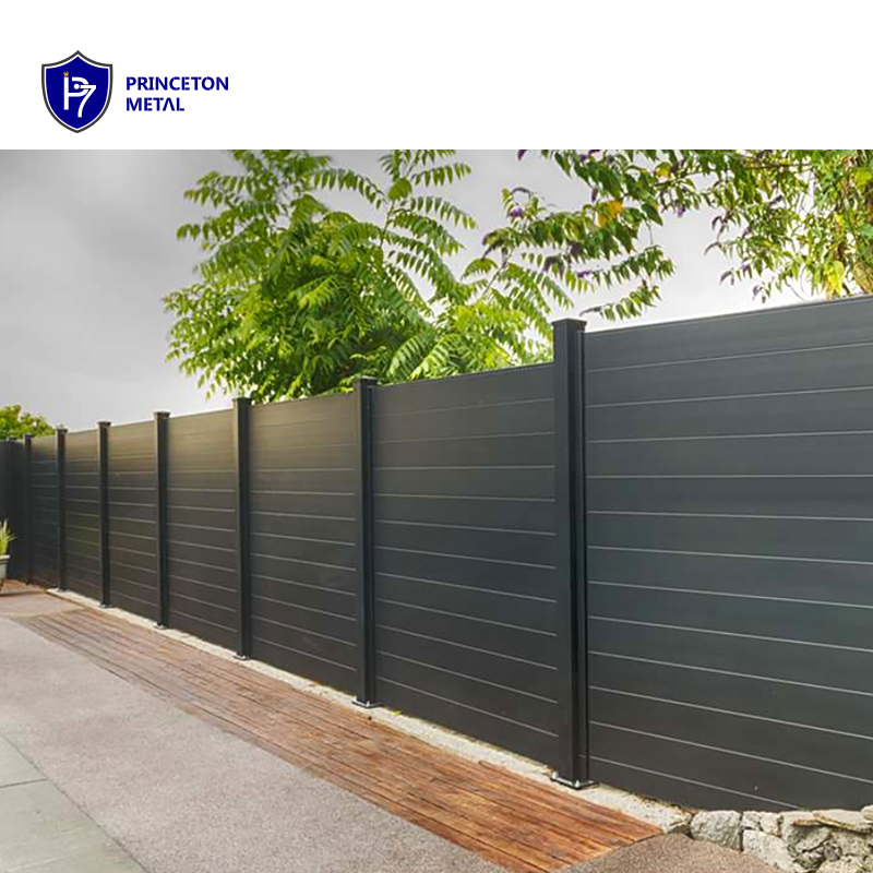 Black modern garden metal fence privacy horizontal aluminum fence ...