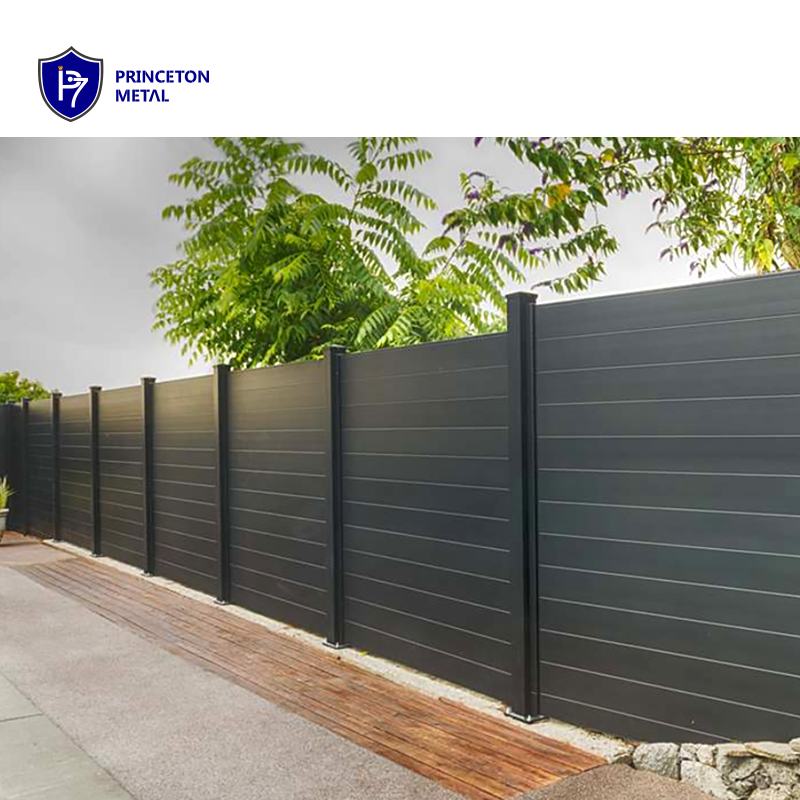 Black modern  garden metal fence privacy horizontal aluminum fence panels