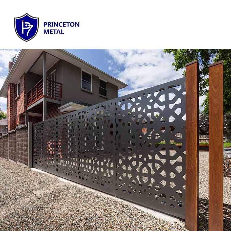 Outdoor black metal laser cut fence panels aluminium newly design for garden fencing