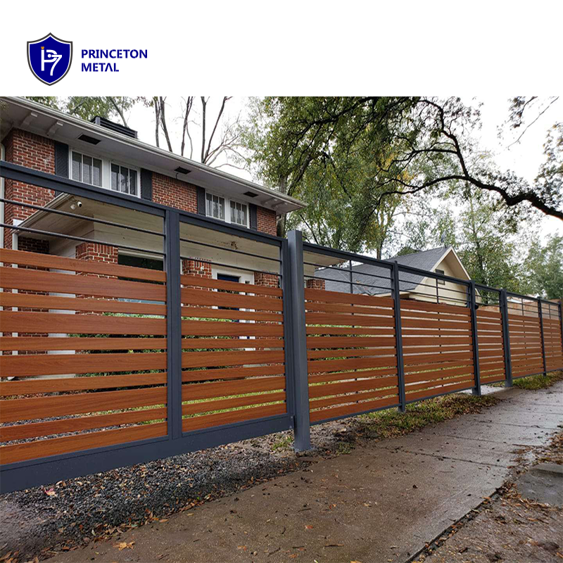 Black modern  garden metal fence privacy horizontal aluminum fence panels