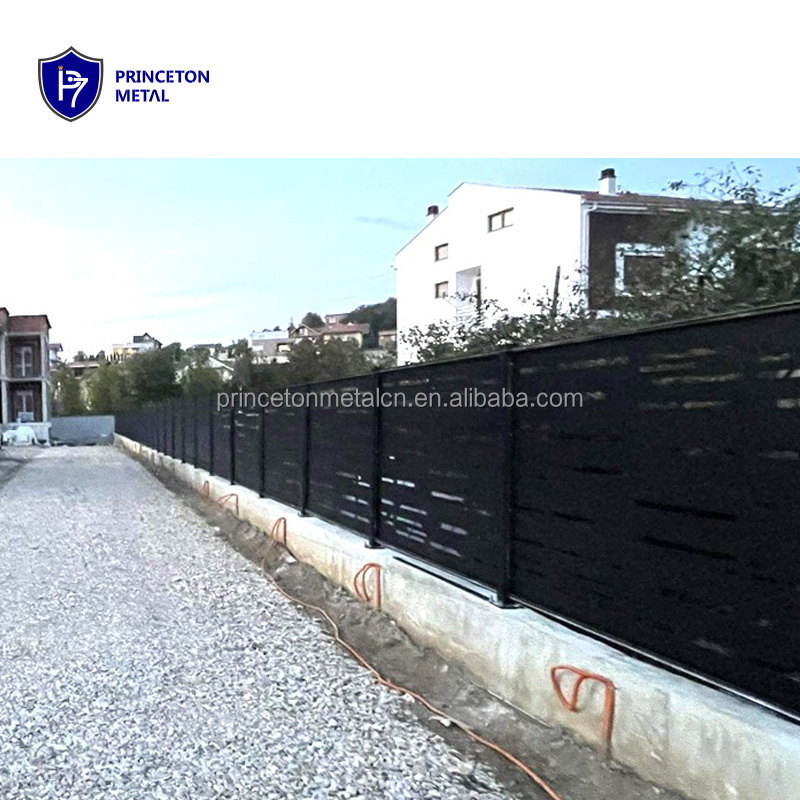 Black modern metal privacy laser cut fencing panels aluminum fences and gates for houses