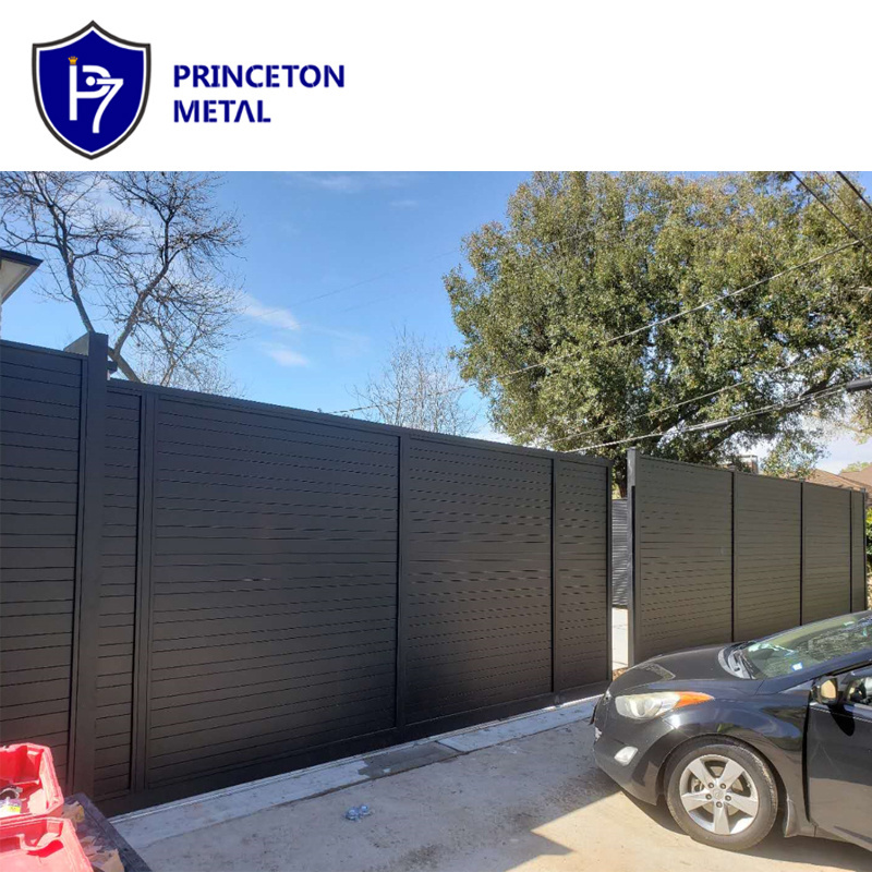 Decorative powder coated black DIY aluminum horizontal slat fence panels