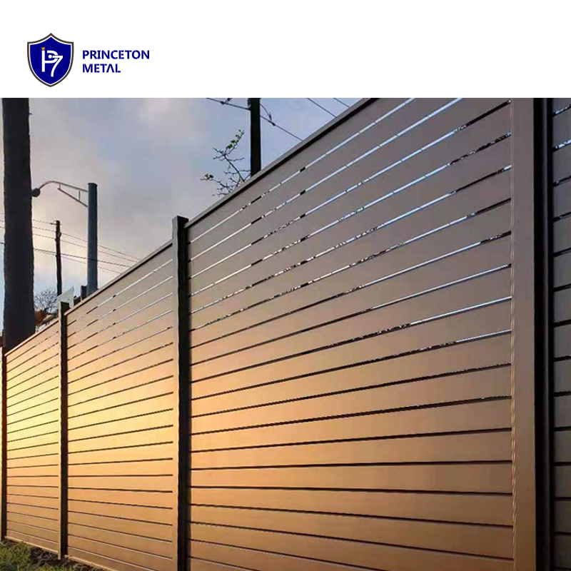 Whole Semi Privacy fence black white grey no dig screen horizontal aluminum slat fencing panels