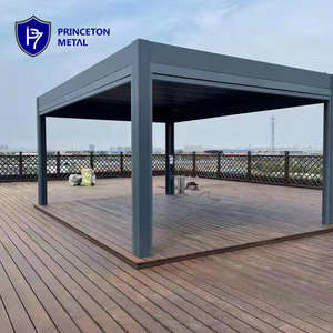 Aluminum Pergola Covers Sunshade Louvered Roof with Louvre Led Light