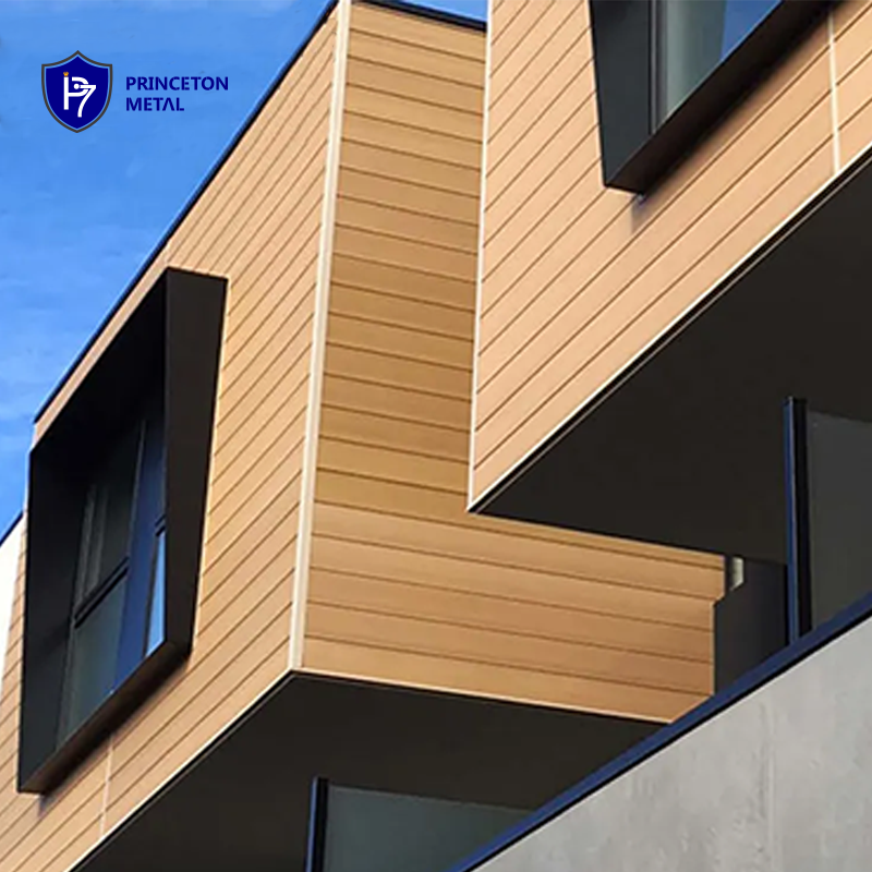 Metal Fireproofing rust prevention decoration wood grain wall cladding soffit panel Aluminum siding for External Facades