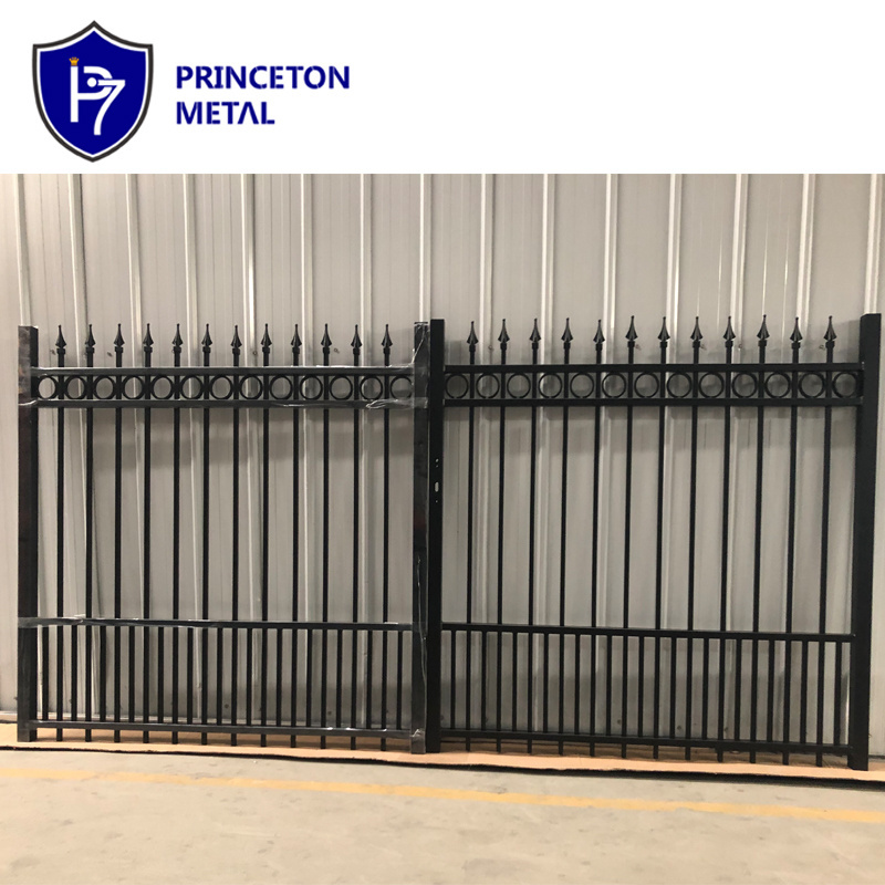 Powder coated automatic metal entrance swing gates design aluminum driveway gate set