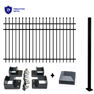 No rust welded modern design metal black spear top commercial garden tubular aluminium fence for projects