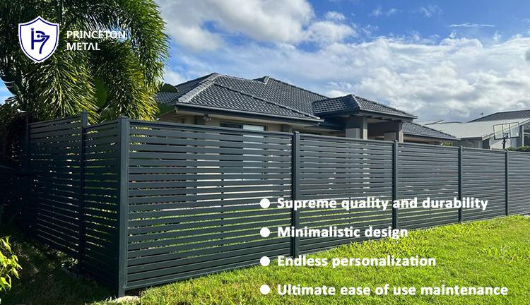 decorative anti climb outdoor Garden Aluminum Privacy Fence  Horizontal Slat Fence panels