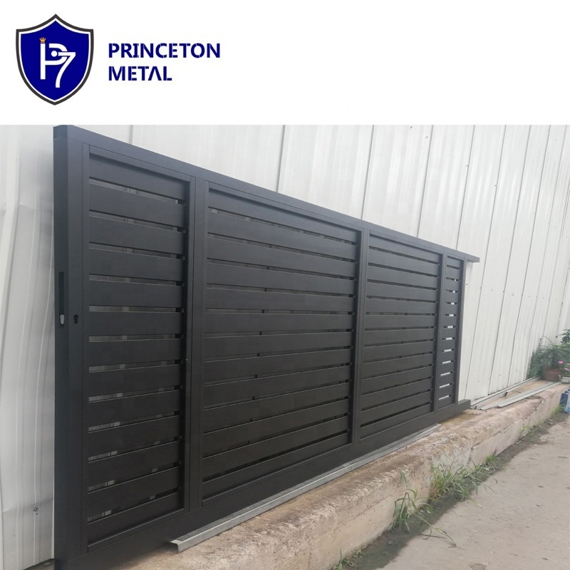 Aluminum automatic sliding main gates designs powder coated driveway sliding gate