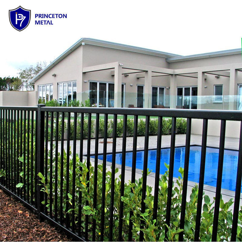 PRINCETON METAL high quality black aluminum  flat top panel tubular fencing for swimming pool