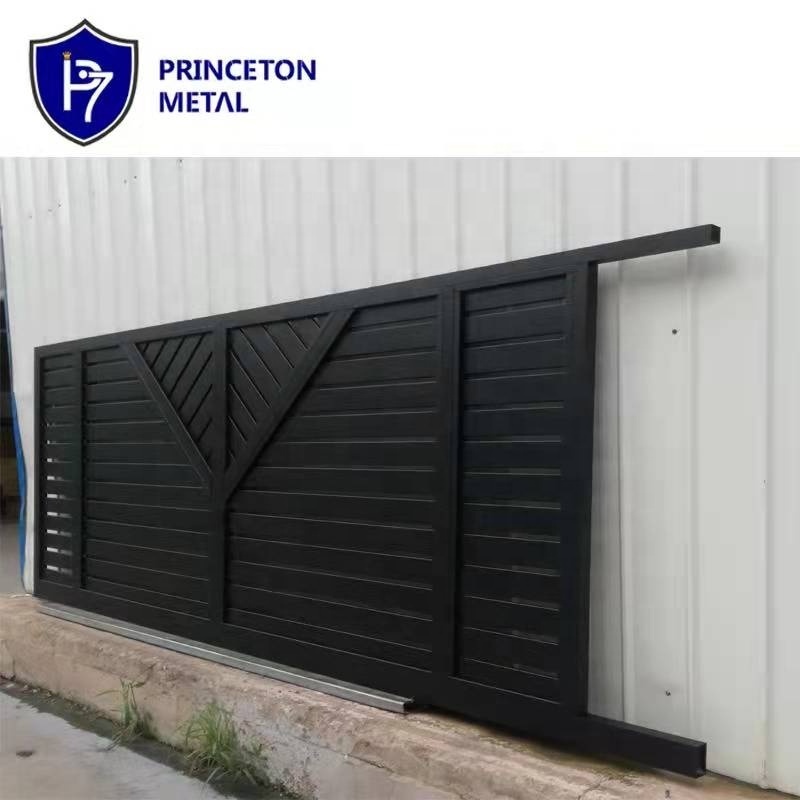 Aluminum automatic sliding main gates designs powder coated driveway sliding gate