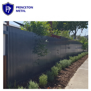 Powder coated used black garden privacy aluminum slat fence vertical fence panels post