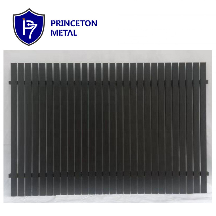 modular black decorative slats balcony pool construction gates hotel vertical aluminum metal house privacy garden panel fence