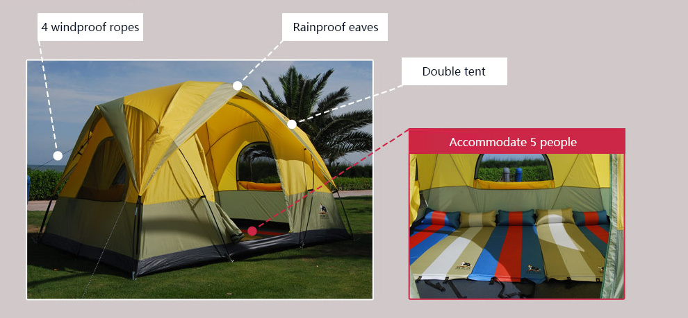 3-5 Person 4 Season Large Outdoor Tent Camping Waterproof Tent Korea