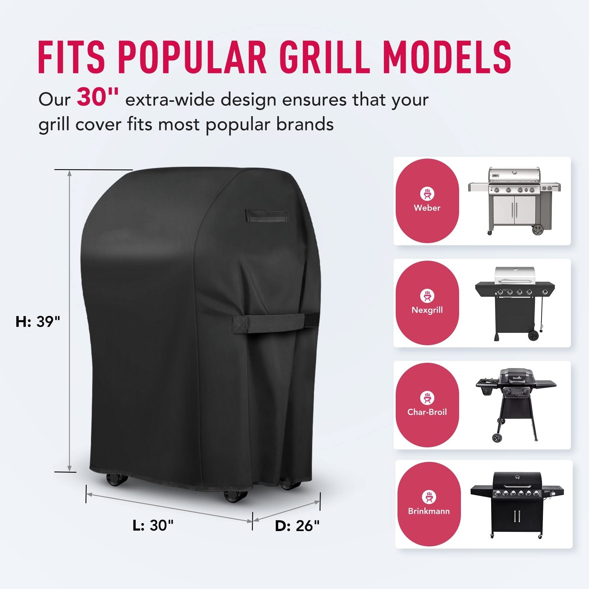 Custom Size Black Waterproof BBQ Cover Anti Dust Gas Charcoal Electric Barbeque Grill cover