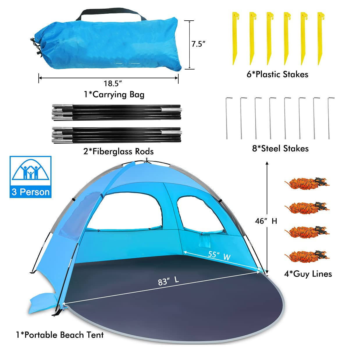 Custom High Quality Automatic Beach Tents 2 Person Instant Quick Beach Tent Waterproof Camping Family Tent