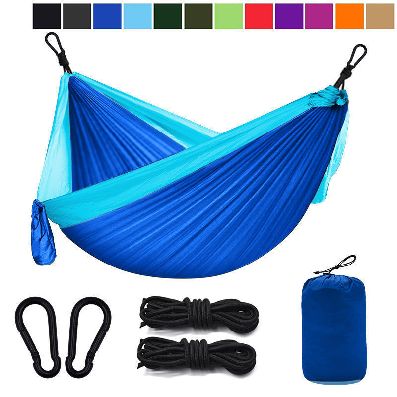 Camping Hammock Nylon High Quality Double Person Outdoor Camping Accessories Park Rope Tree Hanging Portable Hammocks Swing Bed